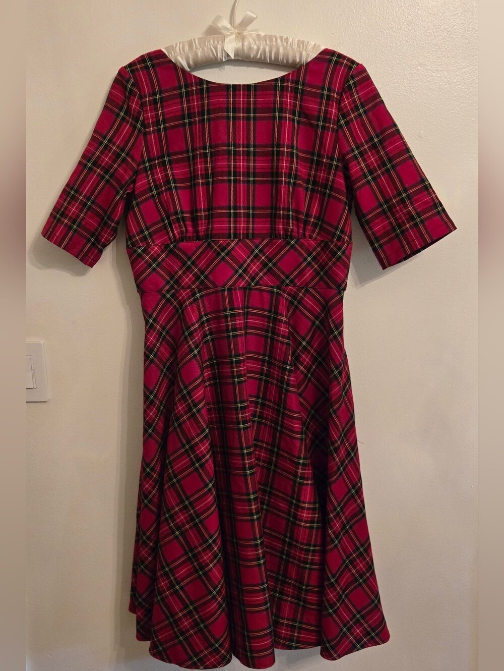 Hell Bunny Irvine Red Tartan Plaid 50s Retro Midi Dress Large
